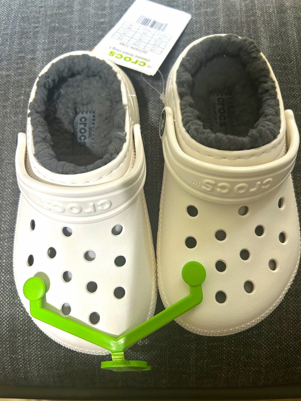 Crocs Classic Lined Clog Slip-On Toddler Unisex Kids White/Gray - Size - US C10